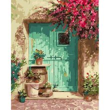 Blue Door With Flower