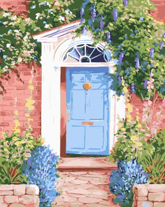 Blue Door With Flower